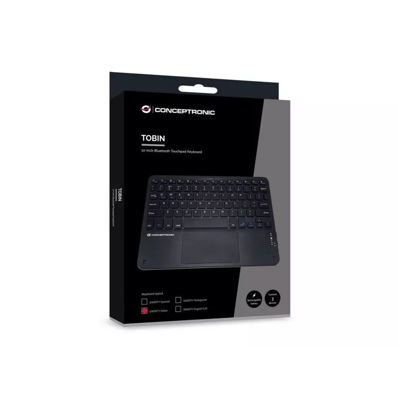Conceptronic TOBIN01BIT 10-inch Bluetooth touchpad-toetsenbord, QWERTY Italiaans