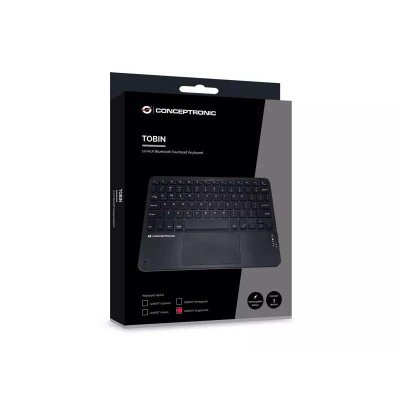 Conceptronic TOBIN01BUS 10-inch Bluetooth touchpad-toetsenbord, QWERTZ EN (US)