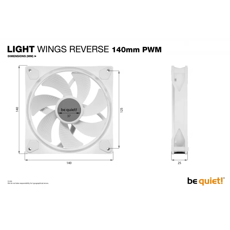 be quiet Light Wings 140 mm PWM Reverse White computerbehuizingsventilator 14 cm 1 stuk