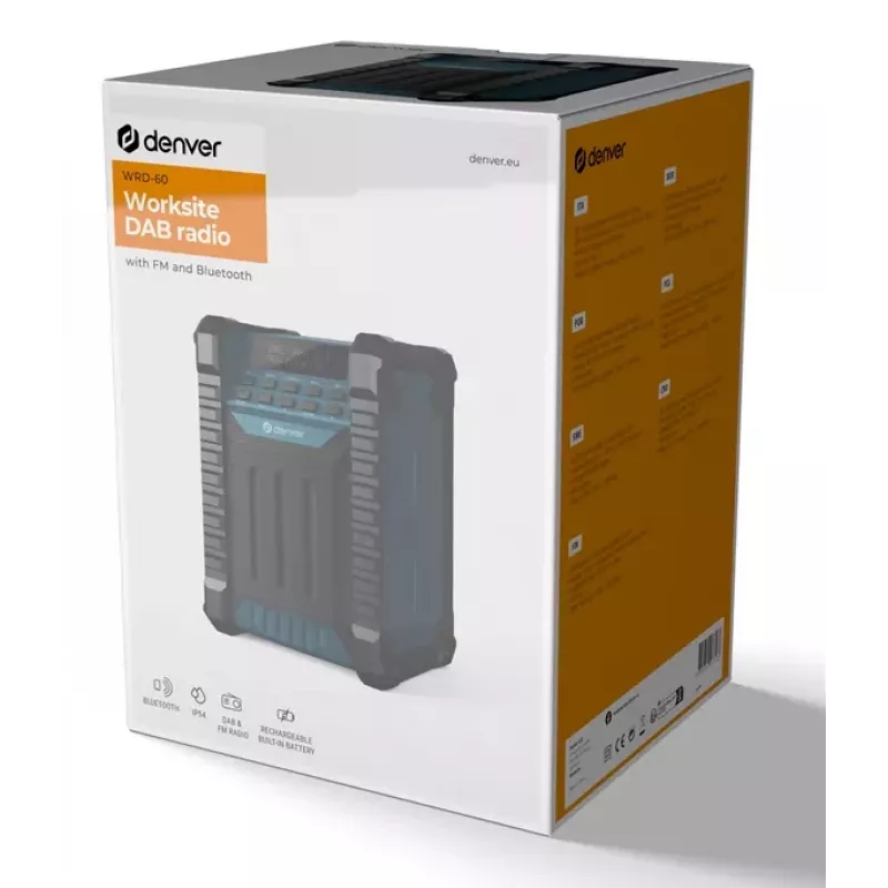 DENVER ELECTRONICS Wrd-60 bouwplaats DAB+ radio met Bluetooth en bouwlampfunctie