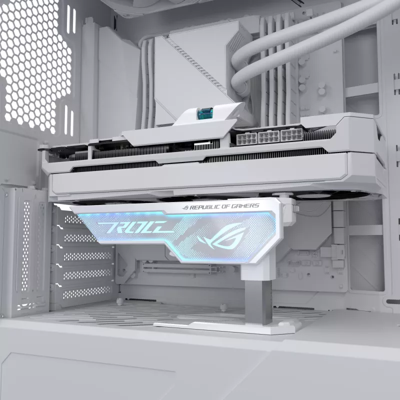Grafische kaarthouder ASUS ROG Herculx Universeel Wit – 0,5 m lengte, ondersteunt 1 GPU, meerkleurige verlichting