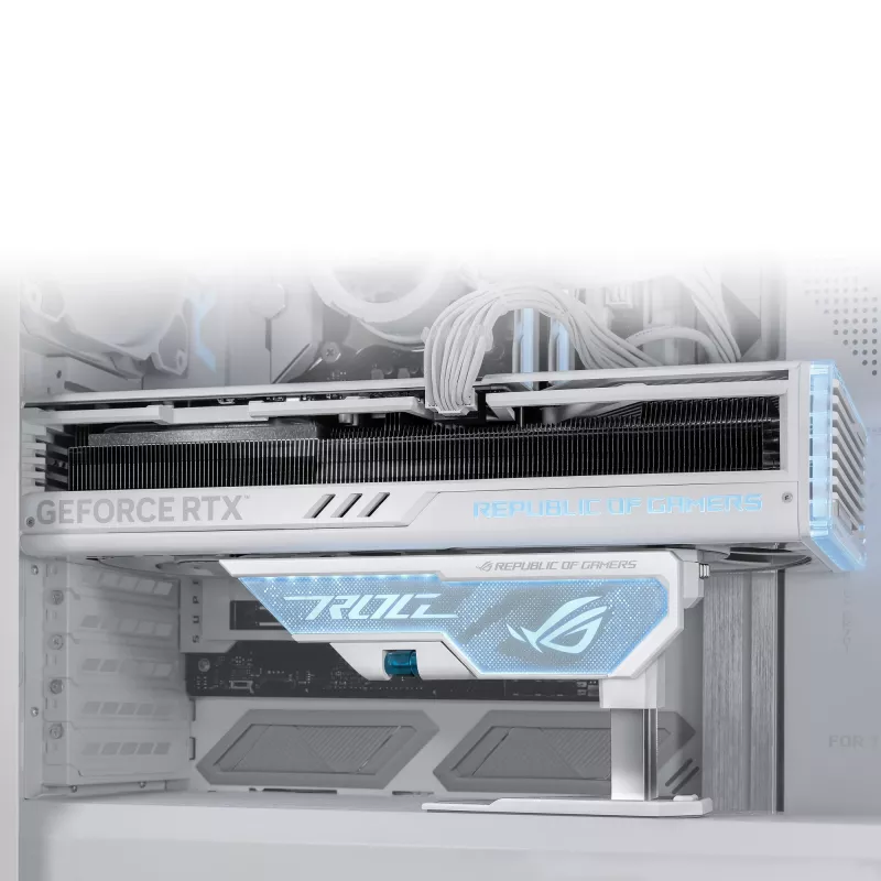 Grafische kaarthouder ASUS ROG Herculx Universeel Wit – 0,5 m lengte, ondersteunt 1 GPU, meerkleurige verlichting