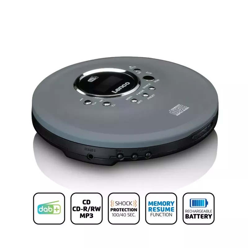 Persoonlijke cd-speler Lenco CD-400GY antraciet MP3-ondersteuning schokbestendig 40s