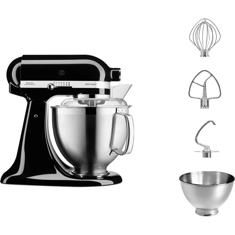 KitchenAid keukenmachine Artisan 5KSM185PS — 4,8 L RVS-kom, 300 W, 10 snelheden, zwart