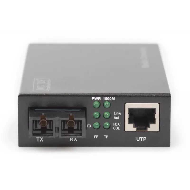 DIGITUS DN-82120-1 Gigabit mediaconverter, multimode, 10/100/1000Base-T naar 1000Base-SX, RJ45 / SC, 850 nm, tot 0,5 km