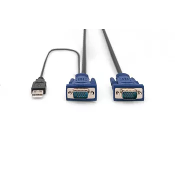 DIGITUS KVM-kabelset, VGA, PS/2-muis, PS/2-toetsenbord, USB HD DB15/M, 2xMiniDIN6/M, USB Type-A/M – HD DB15/M zwart, 1,8 m