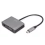 DIGITUS USB-C - mini DP + VGA-adapter, 20 cm 4K/30Hz, Zilver, aluminium behuizing