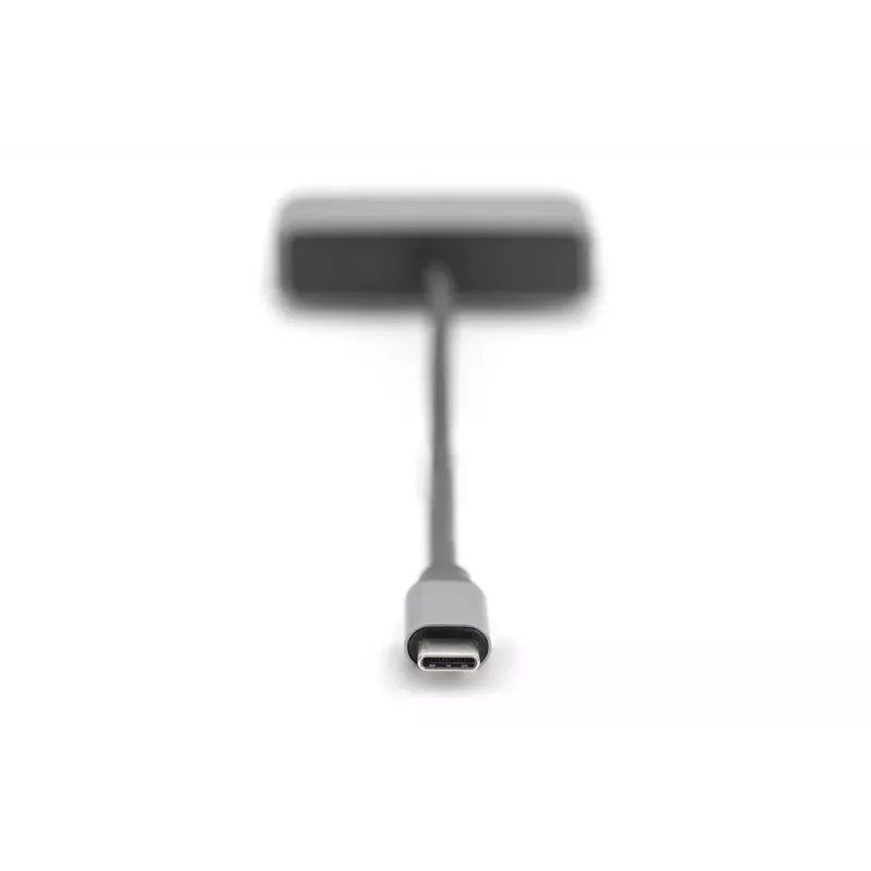 DIGITUS USB-C - mini DP + VGA-adapter, 20 cm 4K/30Hz, Zilver, aluminium behuizing