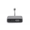 DIGITUS USB-C - mini DP + VGA-adapter, 20 cm 4K/30Hz, Zilver, aluminium behuizing