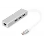 DIGITUS 3-poorts USB 3.0 Type C Hub met Gigabit Ethernet 3x USB A/F,1xUSB C/M,1x RJ45 LAN