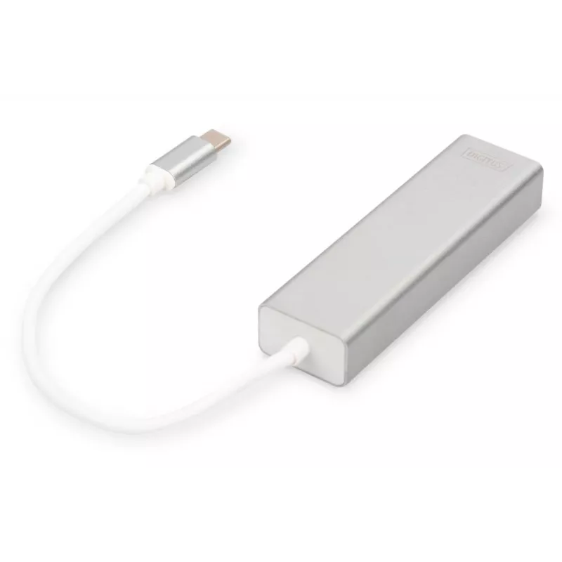 DIGITUS 3-poorts USB 3.0 Type C Hub met Gigabit Ethernet 3x USB A/F,1xUSB C/M,1x RJ45 LAN