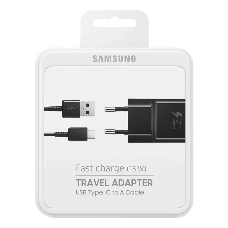 Samsung EP-TA20 universele zwarte AC-snellader binnen, buiten