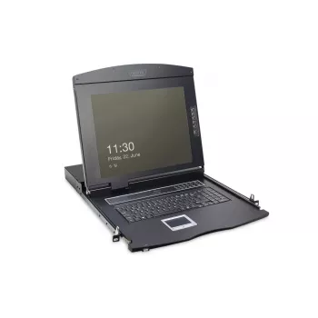 DIGITUS gemodulariseerde 43,2 cm (17 inch) TFT-console met 8-poorts KVM RAL 9005 zwart - Qwertzu Duits