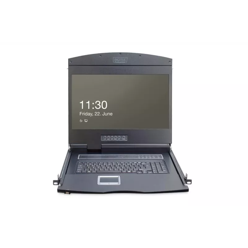 DIGITUS DS-72211-3GE 19-inch LCD-KVM-console, 16-poorts VGA, touchpad, Duits toetsenbord