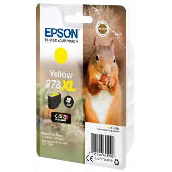 Epson Squirrel losse verpakking geel 378XL Claria Photo HD inkt, hoge (XL) capaciteit, geel, pigmentinkt, 9,3 ml, 1 stuks, 830 pagina's
