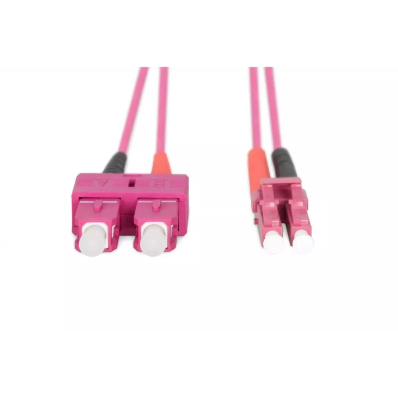 DIGITUS glasvezel-patchkabel, LC naar SC multimode OM4 - 50/125 µ, duplex, kleur RAL4003 lengte 1 m