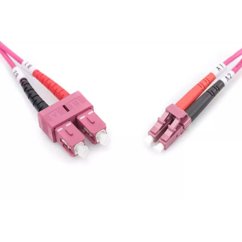 DIGITUS glasvezel-patchkabel, LC naar SC multimode OM4 – 50/125 µ, duplex, kleur RAL4003, lengte 10 m