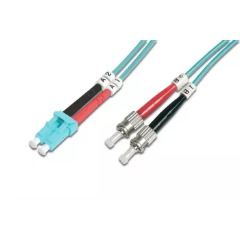 DIGITUS glasvezel-patchkabel, LC naar ST multimode 50/125 µ, duplex lengte 3 m klasse OM3