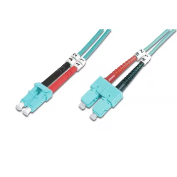 DIGITUS glasvezel-patchkabel, LC naar SC multimode 50/125 µ, duplex lengte 10 m klasse OM3