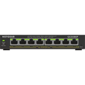NETGEAR 8-Port Gigabit Ethernet PoE+ Plus Switch (GS308EP) Managed L2/L3 Gigabit Ethernet (10/100/1000) Power over Ethernet (PoE) zwart