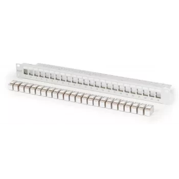 DIGITUS modulair patchpanel - afgeschermd met 24x DN-93615 24-poorts 1U rackmontage grijs RAL 7035