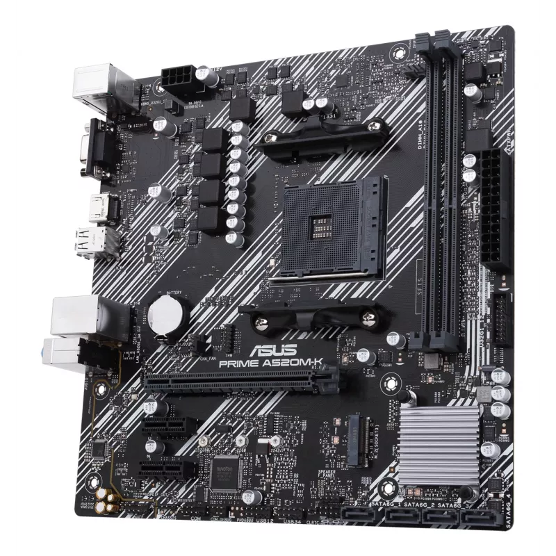 Moederbord ASUS PRIME A520M-K, AMD A520-chipset, socket AM4, micro ATX, 2x DDR4, 64 GB, 1x M.2, 4x SATA III, HDMI 2.1