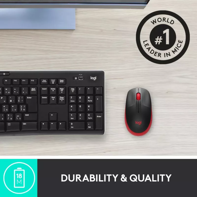 Muis Logitech M190 draadloos USB rood
