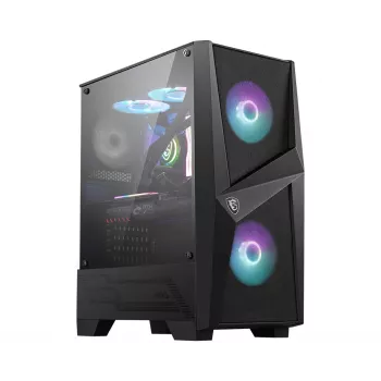 MSI MAG FORGE 100R midi tower gaming computerbehuizing 'zwart, 2x 120mm ARGB PWM-ventilator, 1x 120mm ventilator, 1-6 ARGB hub, Mystic Light Sync, tempered glass paneel, ATX, mATX, mini-ITX'