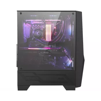 MSI MAG FORGE 100R midi tower gaming computerbehuizing 'zwart, 2x 120mm ARGB PWM-ventilator, 1x 120mm ventilator, 1-6 ARGB hub, Mystic Light Sync, tempered glass paneel, ATX, mATX, mini-ITX'
