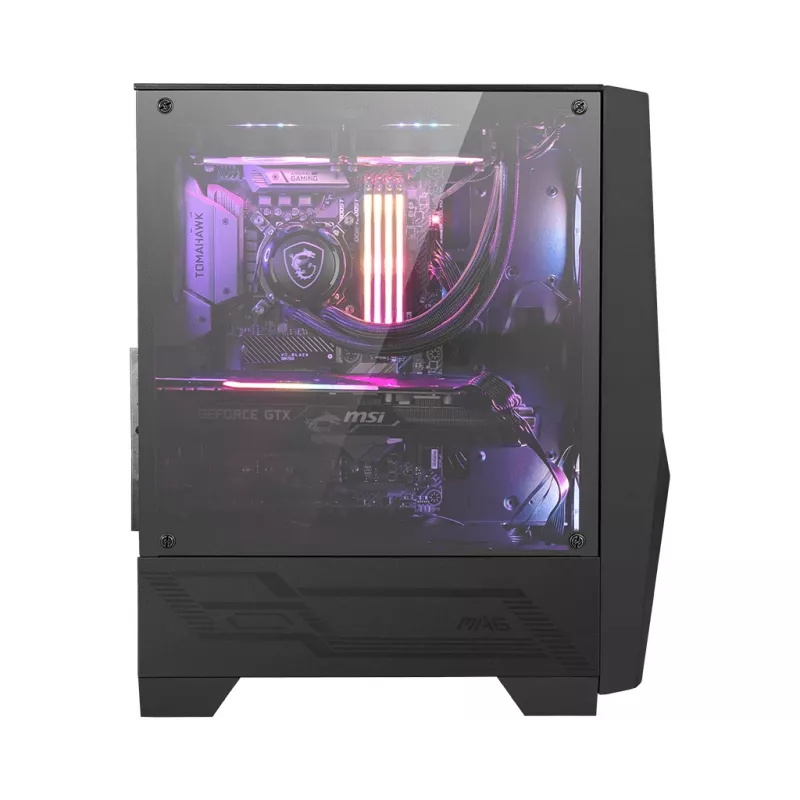 MSI MAG FORGE 100R Mid Tower gaming-pc-behuizing, ATX/mATX/Mini-ITX, gehard glas, 2 x 120 mm ARGB-ventilatoren, zwart