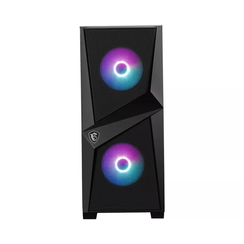 MSI MAG FORGE 100R Mid Tower gaming-pc-behuizing, ATX/mATX/Mini-ITX, gehard glas, 2 x 120 mm ARGB-ventilatoren, zwart