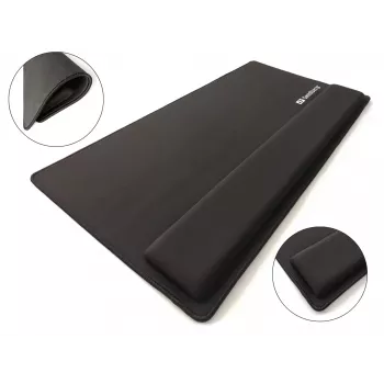 Sandberg Desk Pad Pro XXL, Zwart, Effen kleur, Polssteun, Antislip onderkant, Gaming-muismat