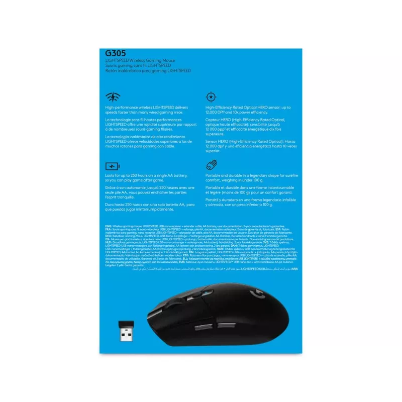 Logitech G305 Lightspeed draadloze gaming-muis, zwart