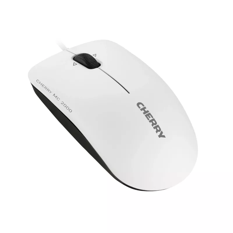 CHERRY MC 2000 kabelmuis met kantelwiel, lichtgrijs, USB, dubbelhandig, IR LED, USB Type-A, 1600 DPI, grijs