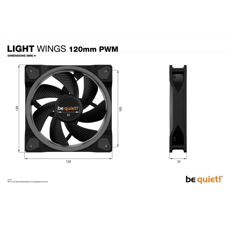 be quiet Light Wings 120mm ARGB PWM ventilator zwart