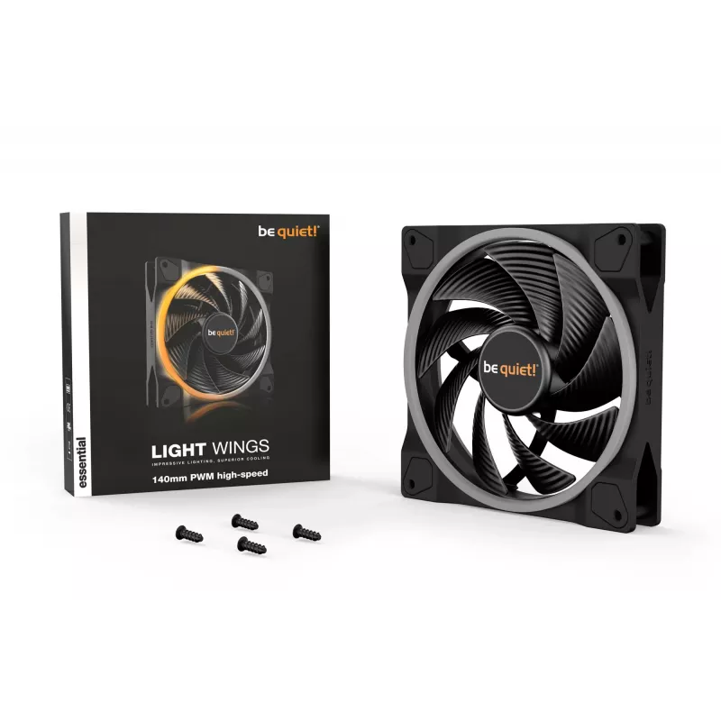 be quiet! Light Wings 140mm ARGB PWM High Speed ventilator zwart