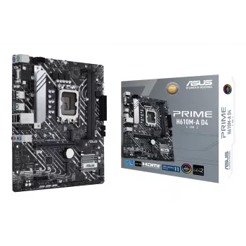 Moederbord ASUS PRIME H610M-A D4-CSM, Intel H610, LGA 1700, micro ATX, DDR4, 2x DIMM, 64GB, 2x M.2, 4x SATA III, HDMI 2.1, DP 1.4