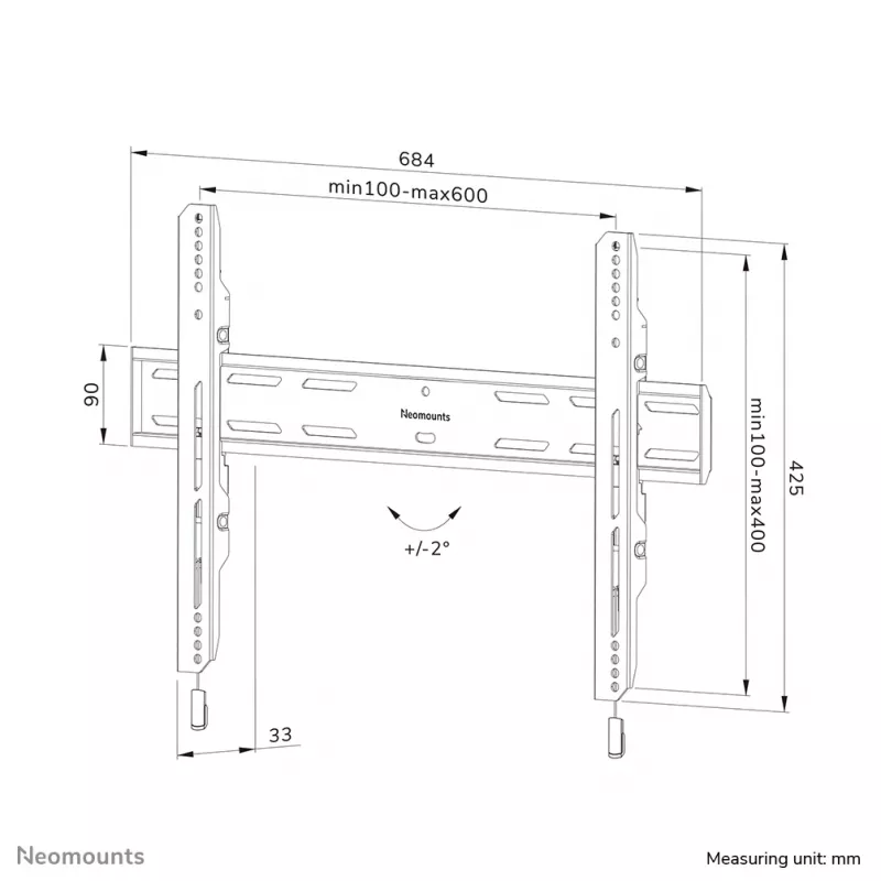 Neomounts WL30S-850BL16 tv-muurbeugel 42-86 inch - vast - afsluitbaar - snelle installatie