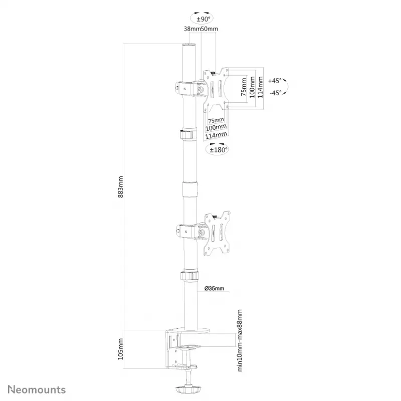 Neomounts FPMA-D550DVSchwarz monitorbeugel 10-32 inch - verticale installatie