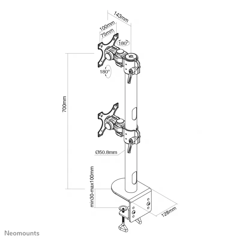 Neomounts FPMA-D960DVSchwarzPLUS monitorarm 17-49 inch - verticale installatie