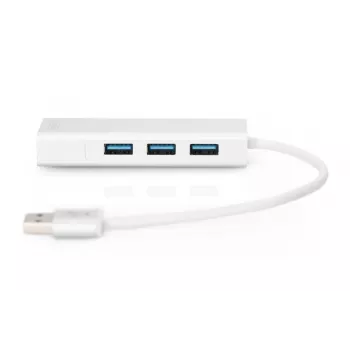 DIGITUS USB 3.0, 3-poorts hub & Gigabit-LAN-adapter 3xUSB A/F, 1xUSB A/M, 1xRJ45 LAN ondersteunt Windows en Mac OS