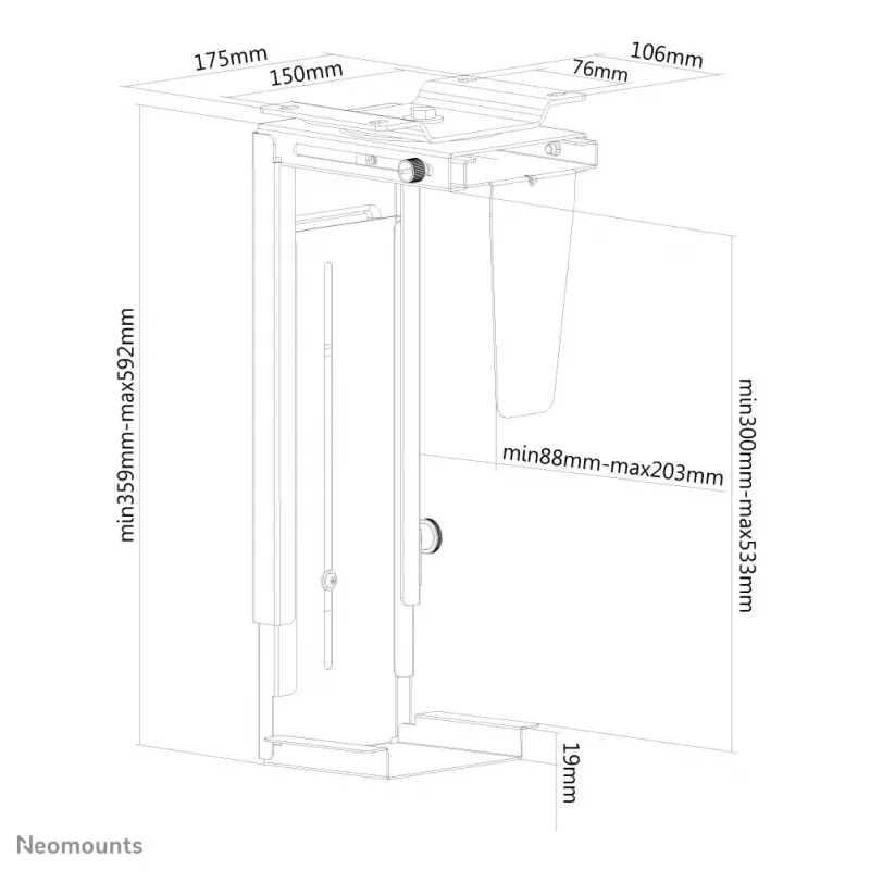 Neomounts NM-CPU100 zwart CPU-houder - draaibaar - max. 10 kg - universeel