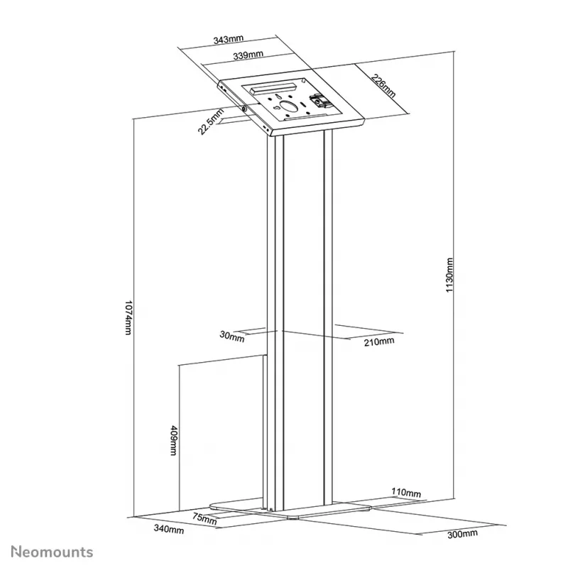Neomounts FL15-750WH1 tablet-vloerstandaard 9,7–11 inch - afsluitbaar