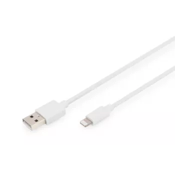 DIGITUS USB-A naar Lightning MFI C89, 2 m data- en oplaadkabel, wit, 5 V, 2,4 A
