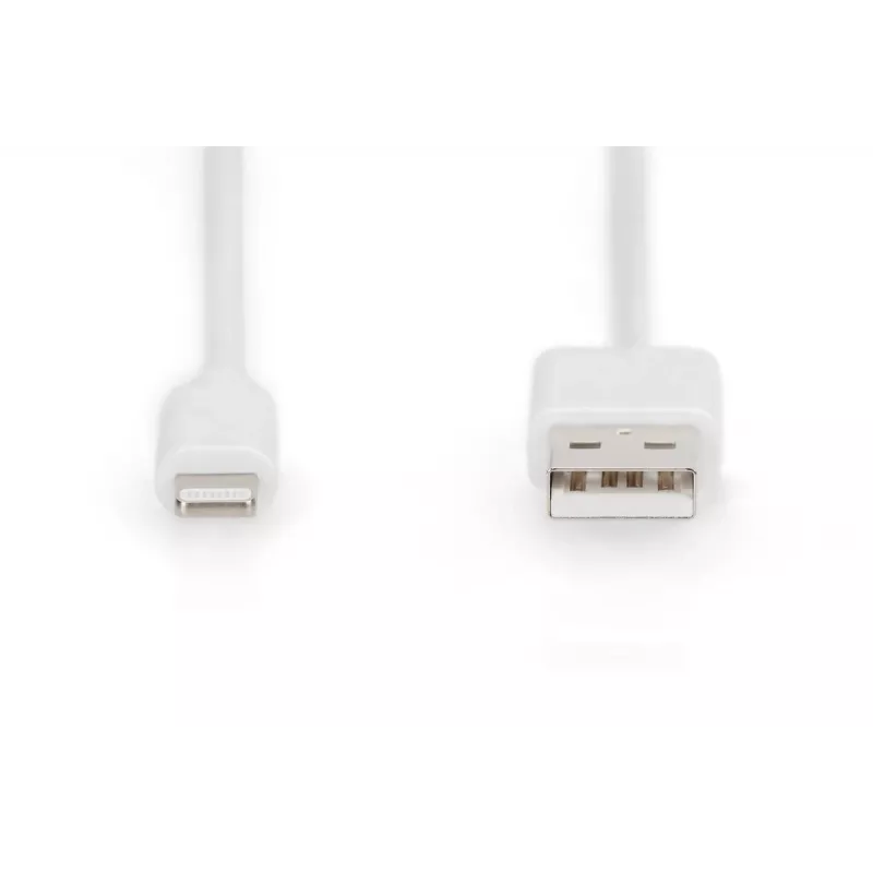 DIGITUS USB-A naar Lightning MFI C89, 2 m data- en oplaadkabel, wit, 5 V, 2,4 A