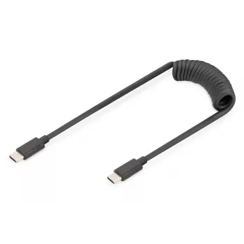 DIGITUS USB - Type-C naar USB - Type-C spiraalkabel, TPU USB 2.0, PD60W max; 1m