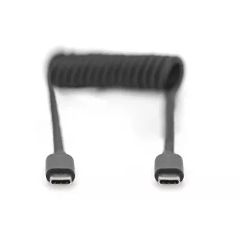 DIGITUS USB - Type-C naar USB - Type-C spiraalkabel, TPU USB 2.0, PD60W max; 1m