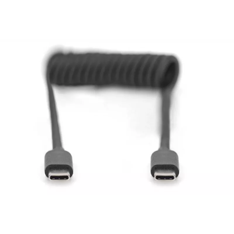 DIGITUS USB - Type-C naar USB - Type-C spiraalkabel, TPU USB 2.0, PD60W max; 1m