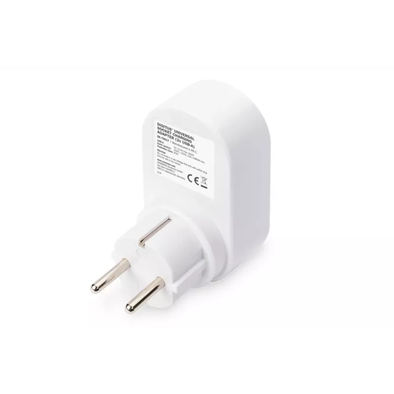 DIGITUS voeding met 2 USB-aansluitingen 250V, 50 Hz, USB: 5V, 2,1A, wit / grijs