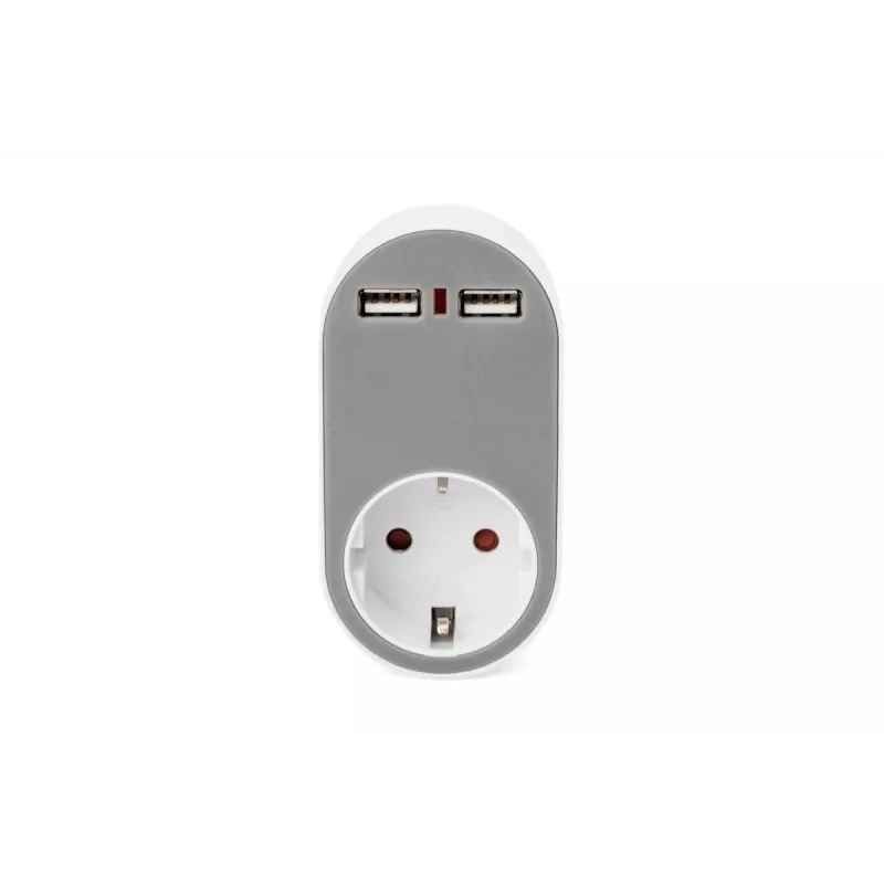 DIGITUS voeding met 2 USB-aansluitingen 250V, 50 Hz, USB: 5V, 2,1A, wit / grijs